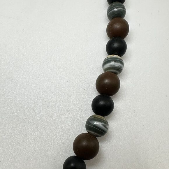 16" Vintage ceramic owl pendant with some gray agate beaded necklace! - Picture 5 of 9